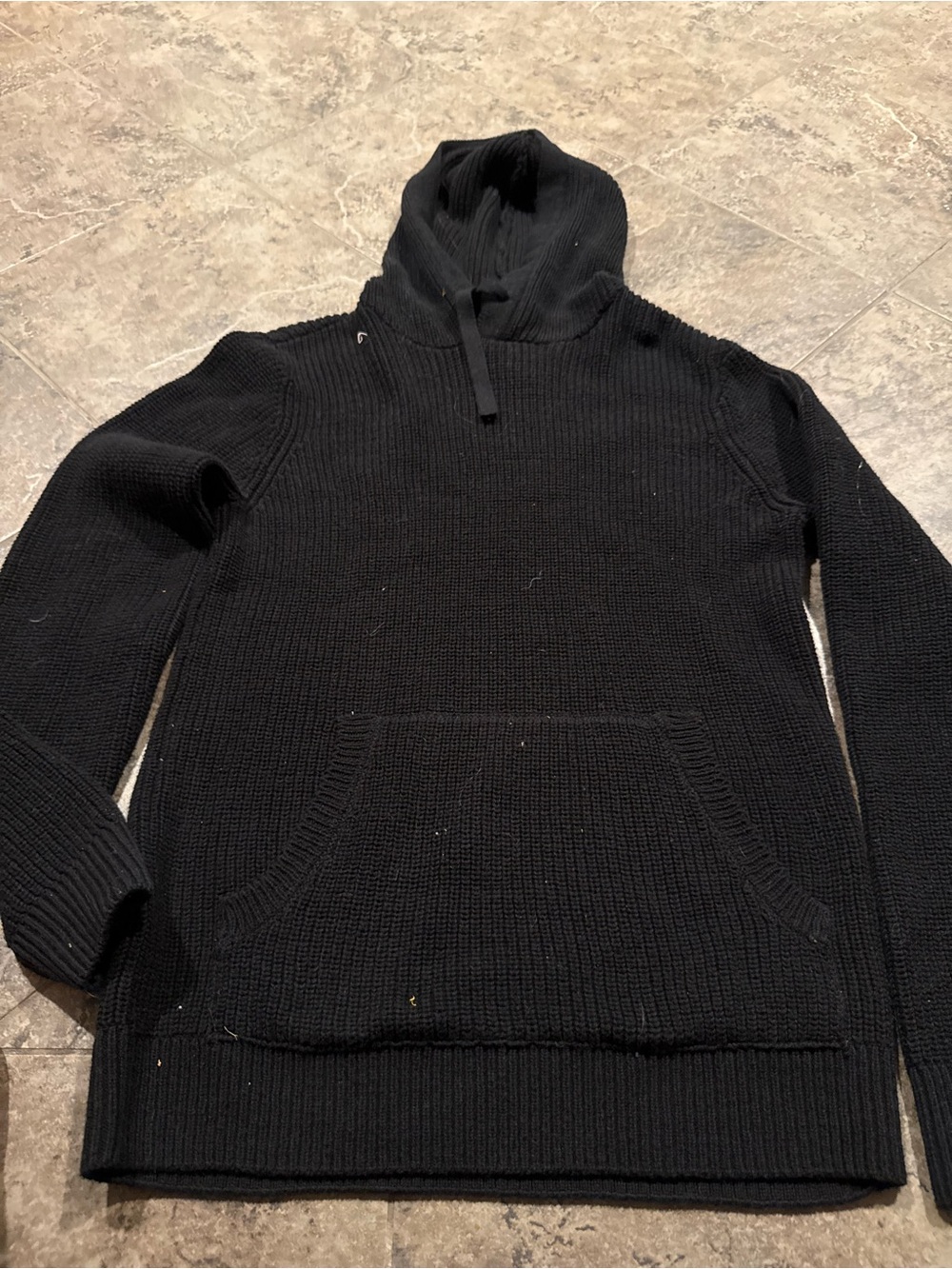 🍌Black Knit Hooded Sweater